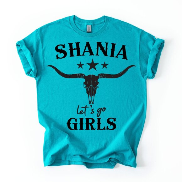 Western Shania Twain LET'S GO GIRLS Country Music Concert T-Shirt Cow Skull Tee - Picture 1 of 3